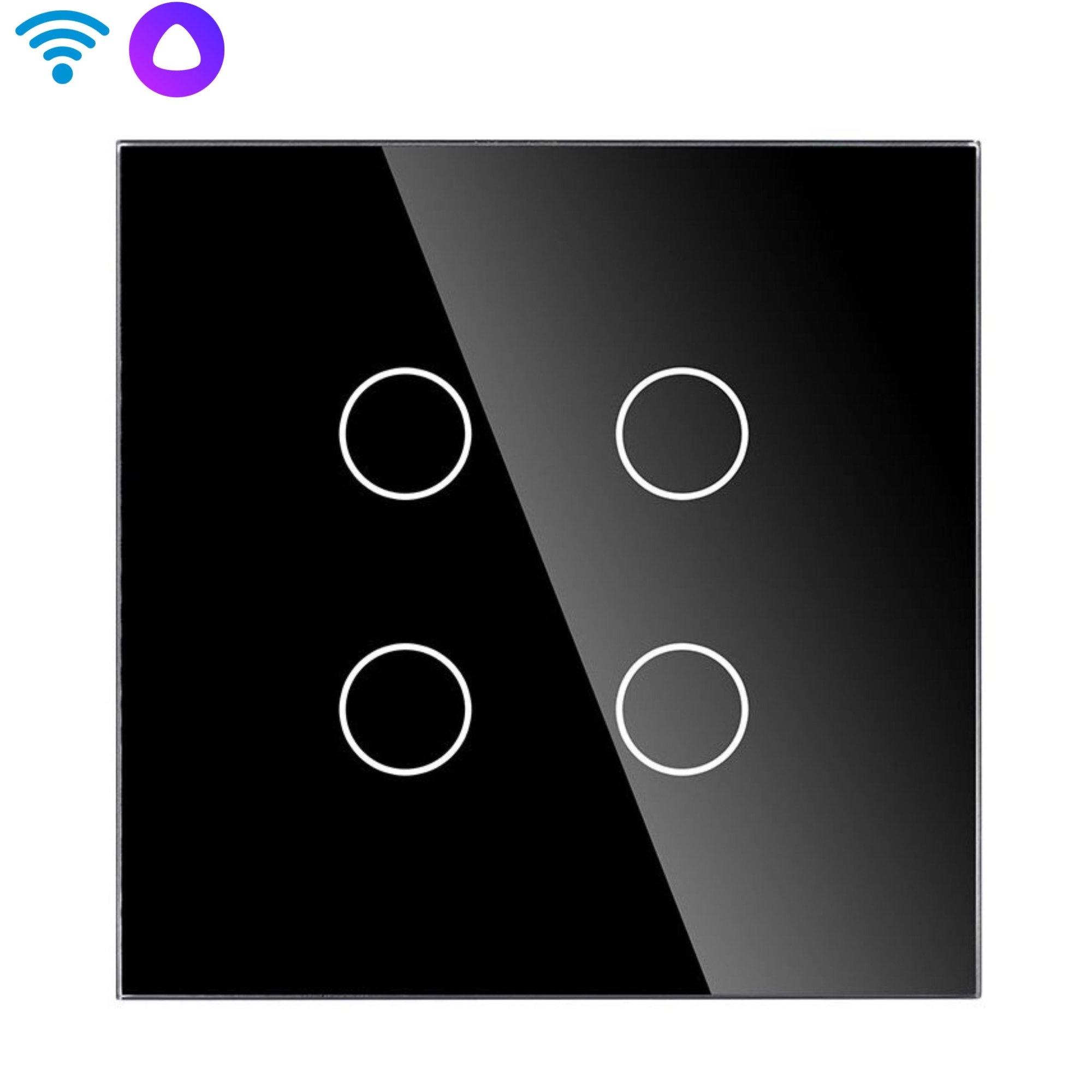 Купить Сенсорный выключатель WiFi с нулем 4кл. 1пост (4G) стекло 86x86мм цвет черный в интернет-магазине Mvava.ru