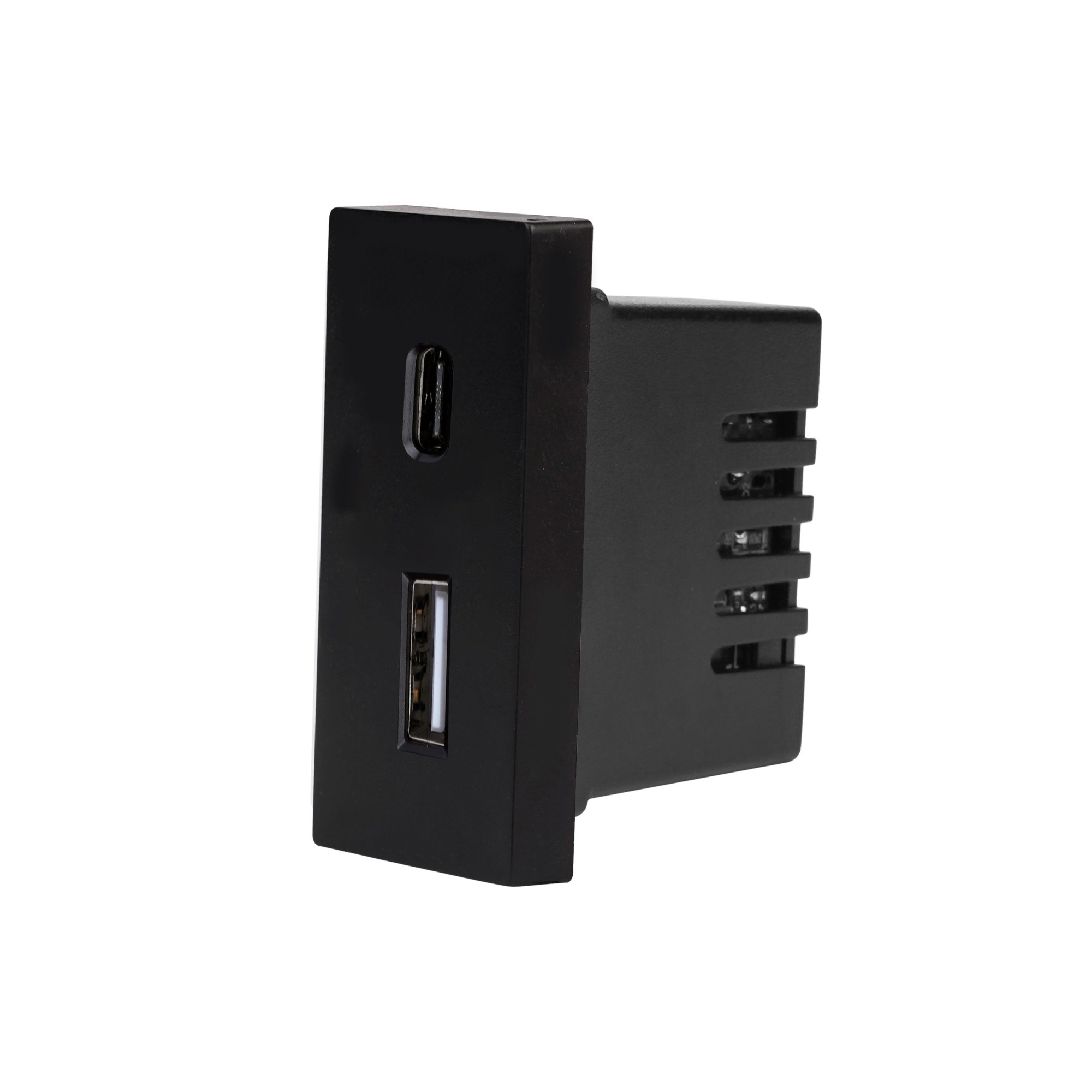 Купить Механизм розетки 1/2 (без рамки) USB АС, быстрая зарядка 20Вт, цвет черный в интернет-магазине Mvava.ru