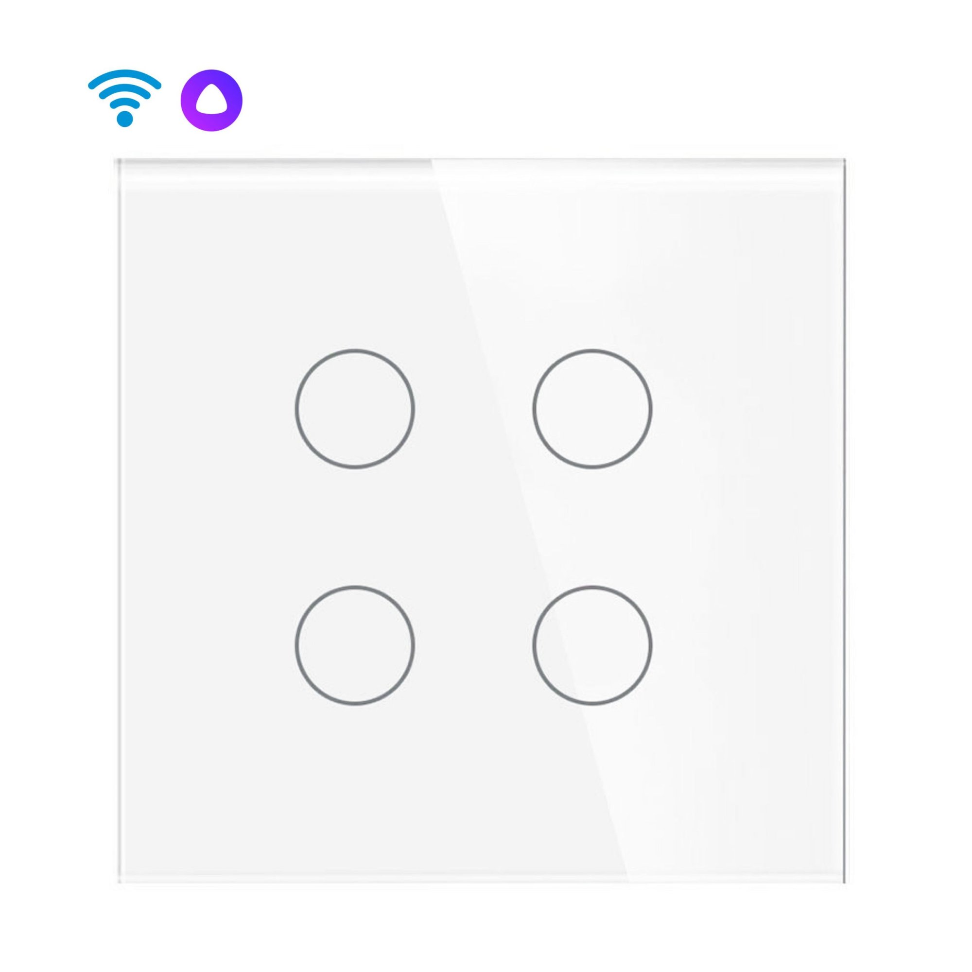 Купить Сенсорный выключатель WiFi без нуля 4кл. 1пост (4G) стекло 86x86мм цвет белый в интернет-магазине Mvava.ru
