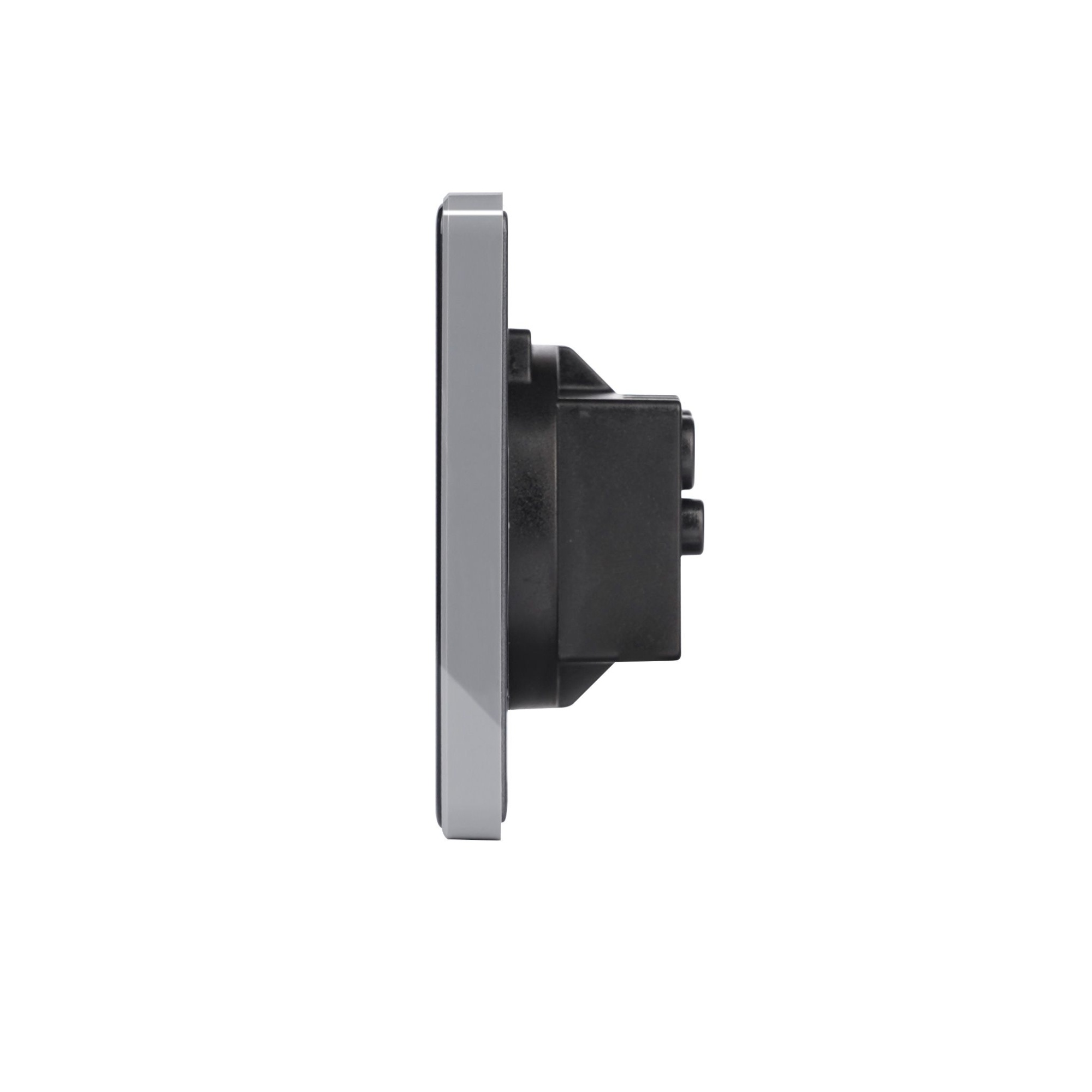 Купить Сенсорный выключатель с розеткой 1кл. 1 розетка, 2 поста (1G+1EU) стекло 2.5D 157х86мм цвет серый в интернет-магазине Mvava.ru